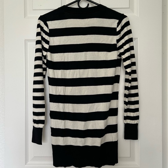 Merona Black/White Striped Button-Up Cardigan S - Picture 2 of 4